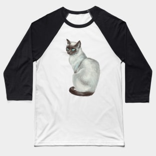 Siamese Cat Sitting Chilling Baseball T-Shirt